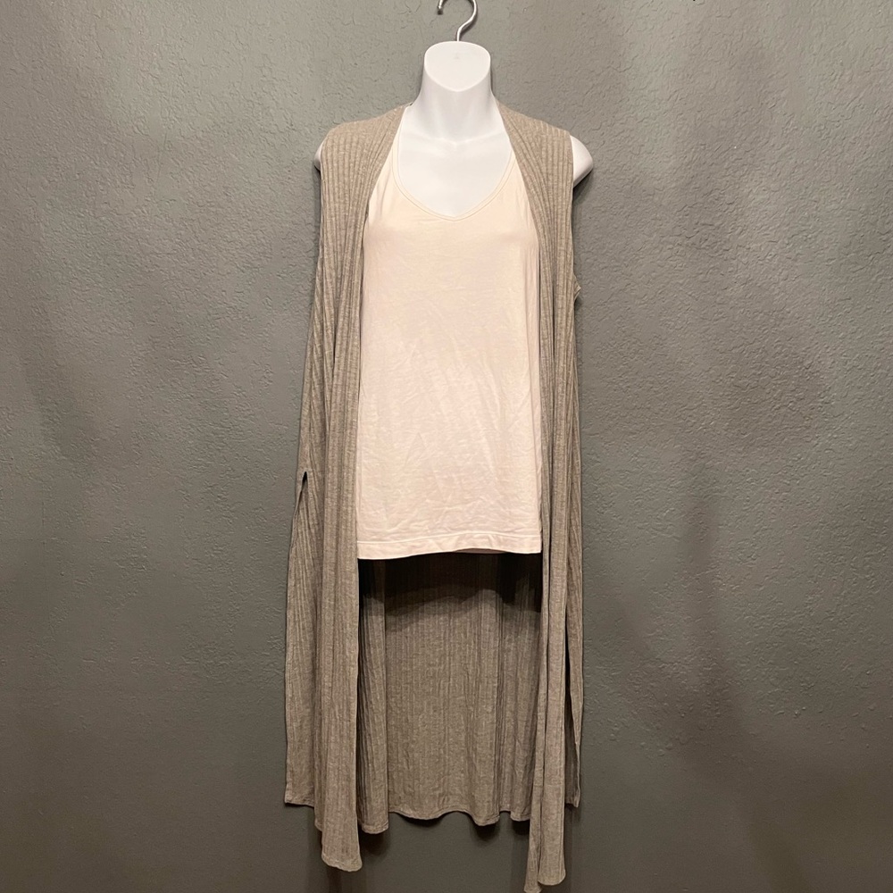 Long, shirt sleeve gray Cardigan